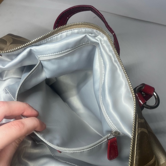 Y2K Authentic Coach Daisy Signature Tote Bag Brown Red Trim #H1257 -F20026 - Picture 8 of 15